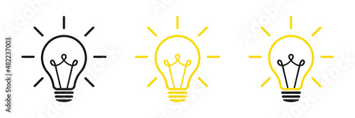 Lamp icons set. Idea lamp icon collection. Flat style - stock vector