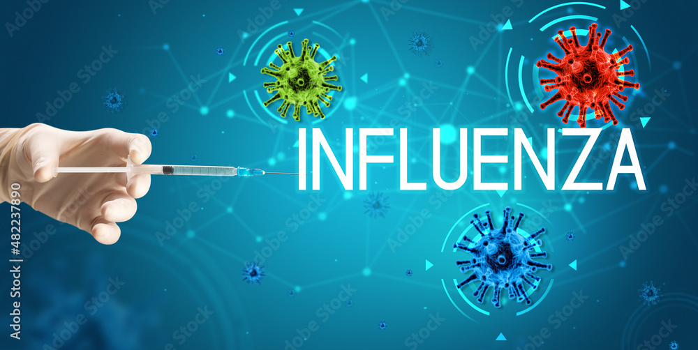 Fototapeta premium Syringe, medical injection in hand, coronavirus vaccine concept