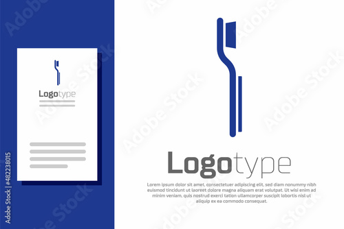 Fototapeta Naklejka Na Ścianę i Meble -  Blue Toothbrush icon isolated on white background. Logo design template element. Vector