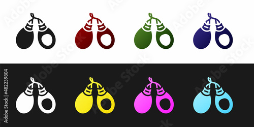 Set Musical instrument castanets icon isolated on black and white background. Vector