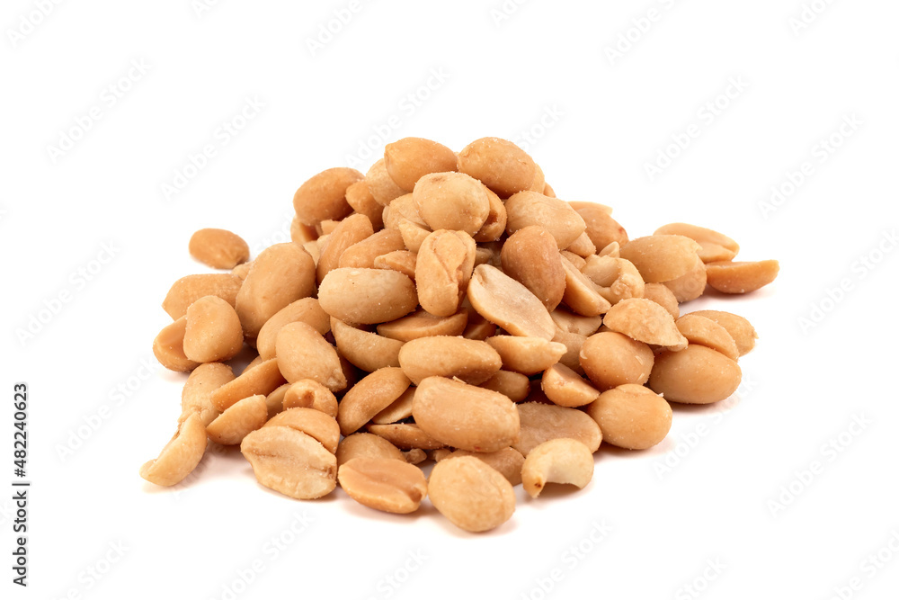 Roasted salted peanuts isolated on a white background Roasted salted peanuts isolated on a white background