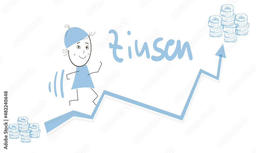 Zinsen steigen Skizze Zeichnung Anstieg Abbildung Zinsen steigen Skizze Zeichnung Anstieg Abbildung