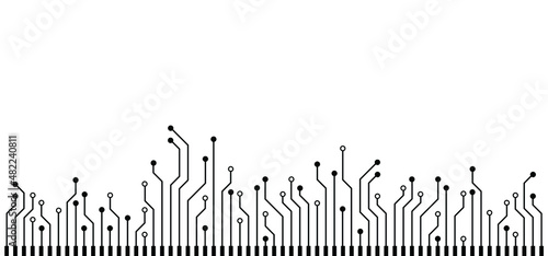 Circuit board or electronic motherboard. lines and dots connect. Vector high-tech technology data. Electrical board. digital tech. cpu, pcb printed circuit. For chip and process.   Input or output.