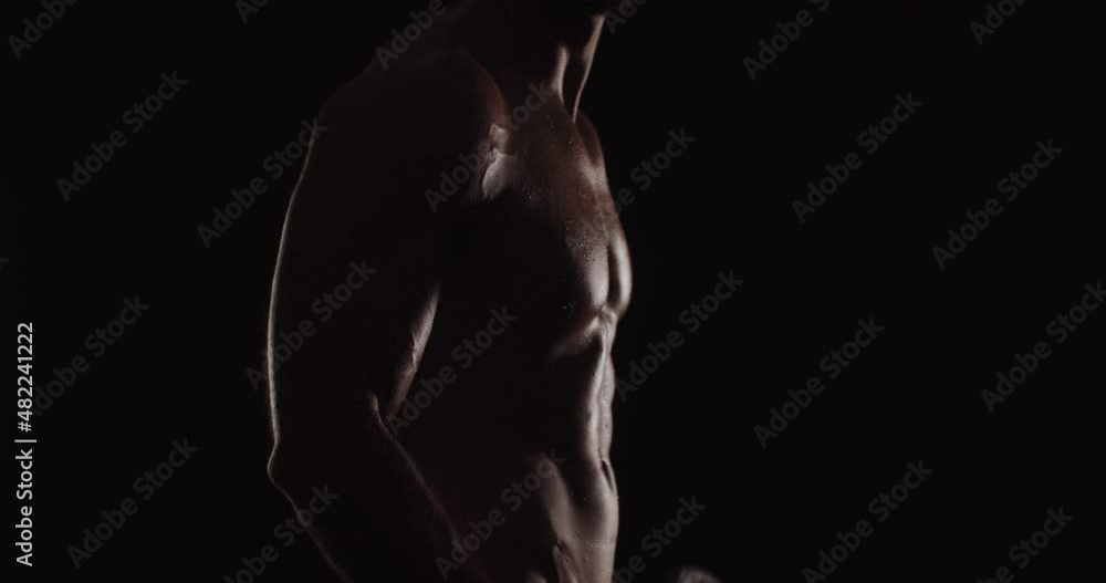 Exercising with weights while being topless Exercising with weights while being topless