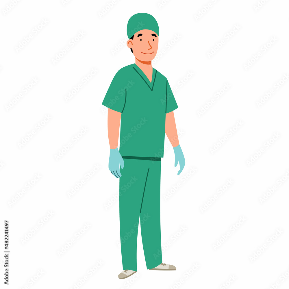 The character of a full-length European male doctor. Vector illustration in a flat style on the topic of medicine. The character of a full-length European male doctor. Vector illustration in a flat style on the topic of medicine.