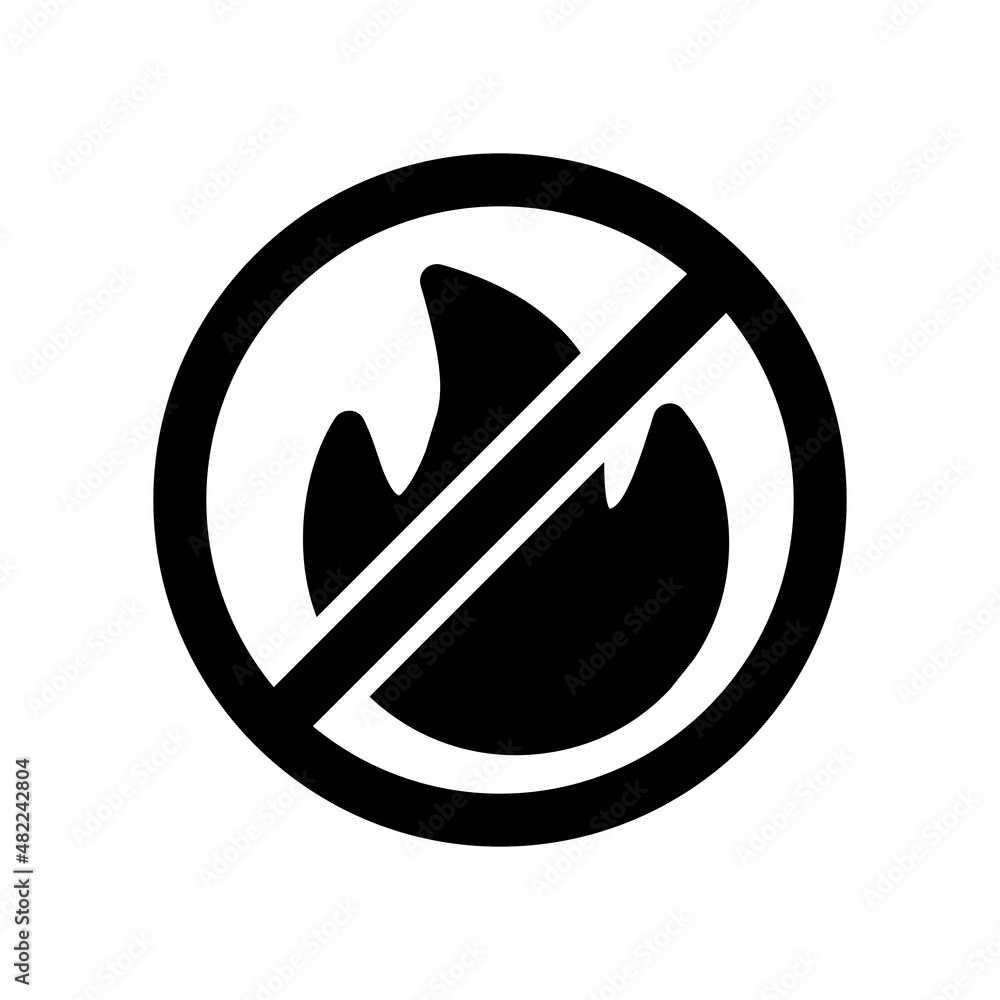 No Fire flame sign vector glyph icon No Fire flame sign vector glyph icon