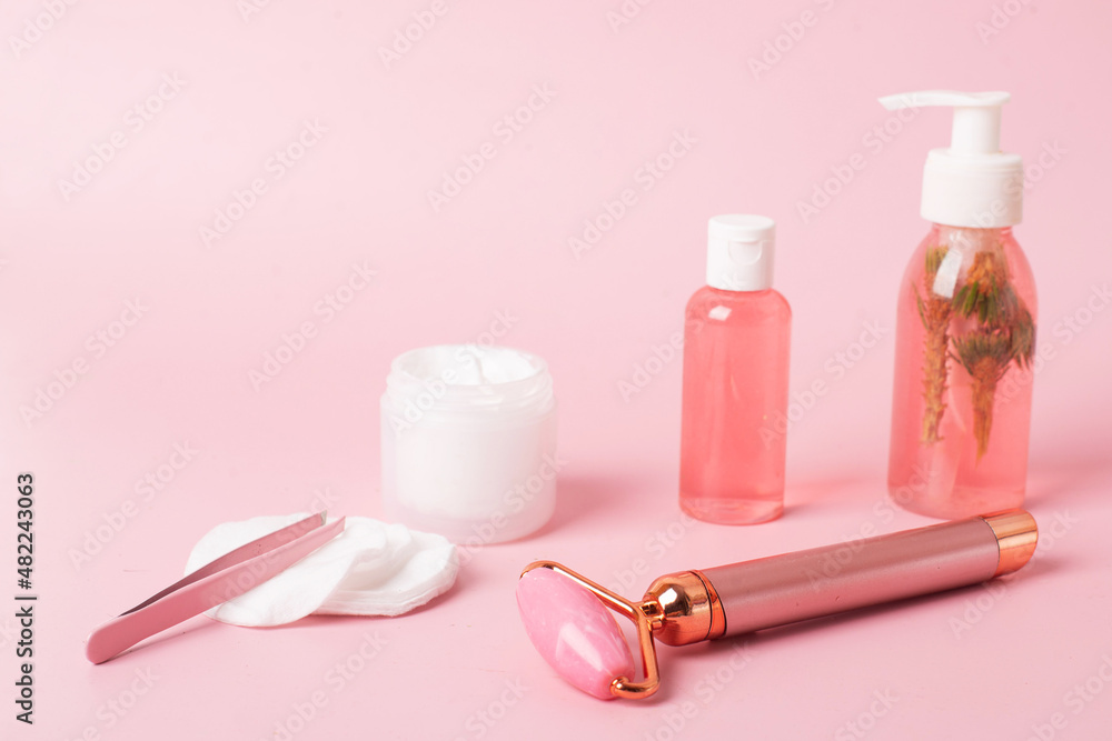 cosmetics for face care, roller massager for face