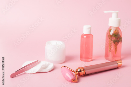 cosmetics for face care, roller massager for face