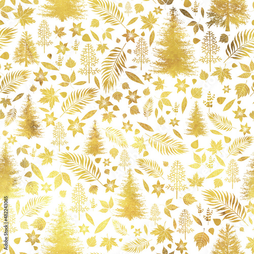 Obraz na płótnie Christmas Gold Floral Garden White w salonie