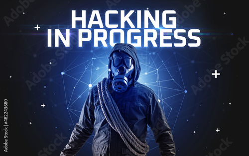 Fototapeta Naklejka Na Ścianę i Meble -  Mysterious hacker, online attack concept