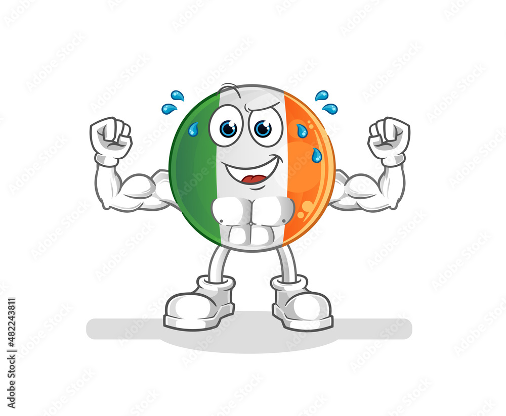 irish flag muscular cartoon. cartoon mascot vector