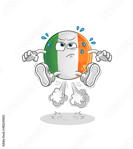 irish flag fart jumping illustration. character vector