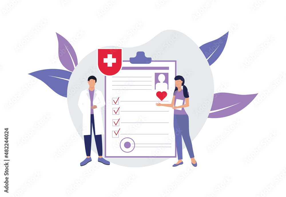 Health insurance, hospital and medical care concept. Vector