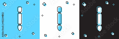 Set Cuticle pusher icon isolated on blue and white, black background. Tool for manicure. Vector