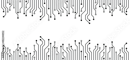 Circuit board or electronic motherboard. lines and dots connect. Vector high-tech technology data. Electrical board. digital tech. cpu, pcb printed circuit. For chip and process.   Input or output.