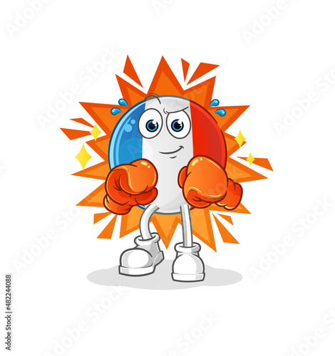 french flag boxer character. cartoon mascot vector