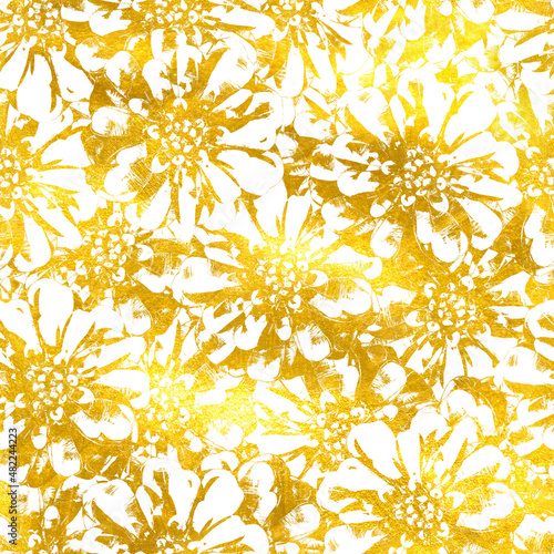 Golden Gerbera Flowers White Background