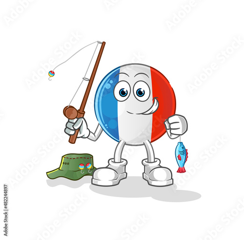 french flag fisherman illustration. character vector