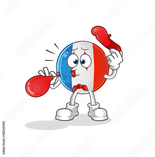 french flag pantomime blowing balloon. cartoon mascot vector