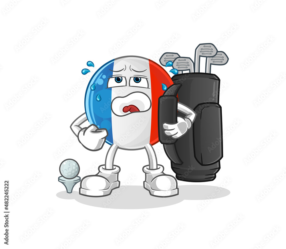french flag with golf equipment. cartoon mascot vector french flag with golf equipment. cartoon mascot vector