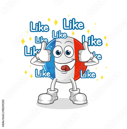 french flag give lots of likes. cartoon vector