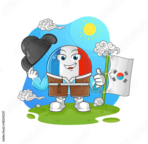 french flag korean culture vector. cartoon character