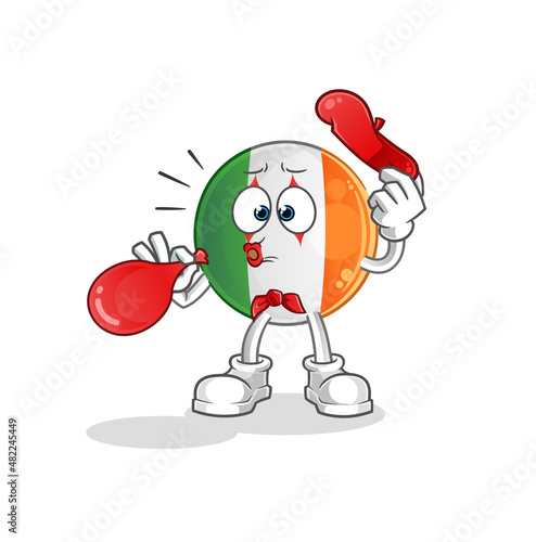 irish flag pantomime blowing balloon. cartoon mascot vector