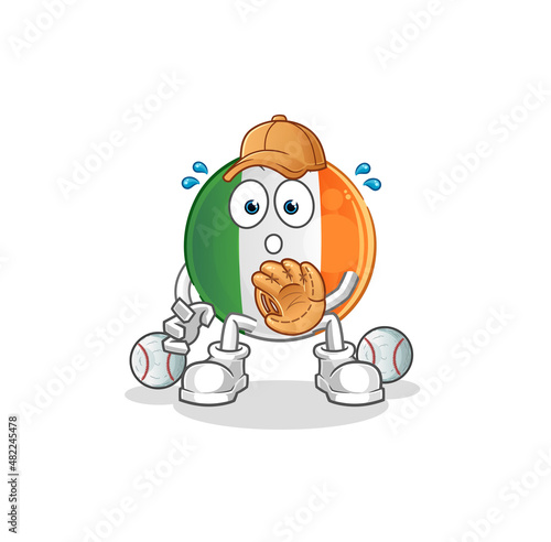 irish flag baseball Catcher cartoon. cartoon mascot vector
