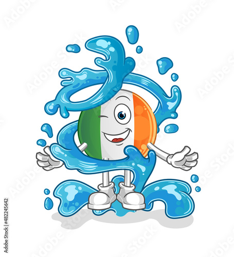 irish flag fresh with water mascot. cartoon vector