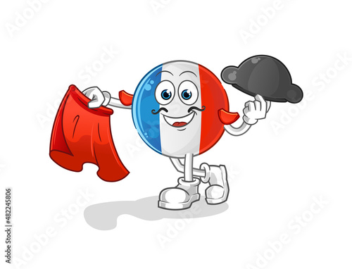 french flag matador with red cloth illustration. character vector