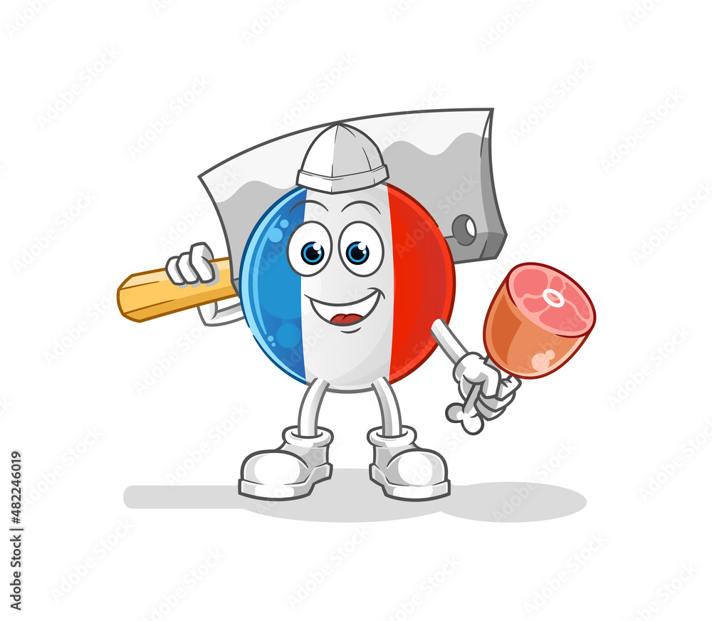 Obraz premium french flag Butcher illustration. character vector