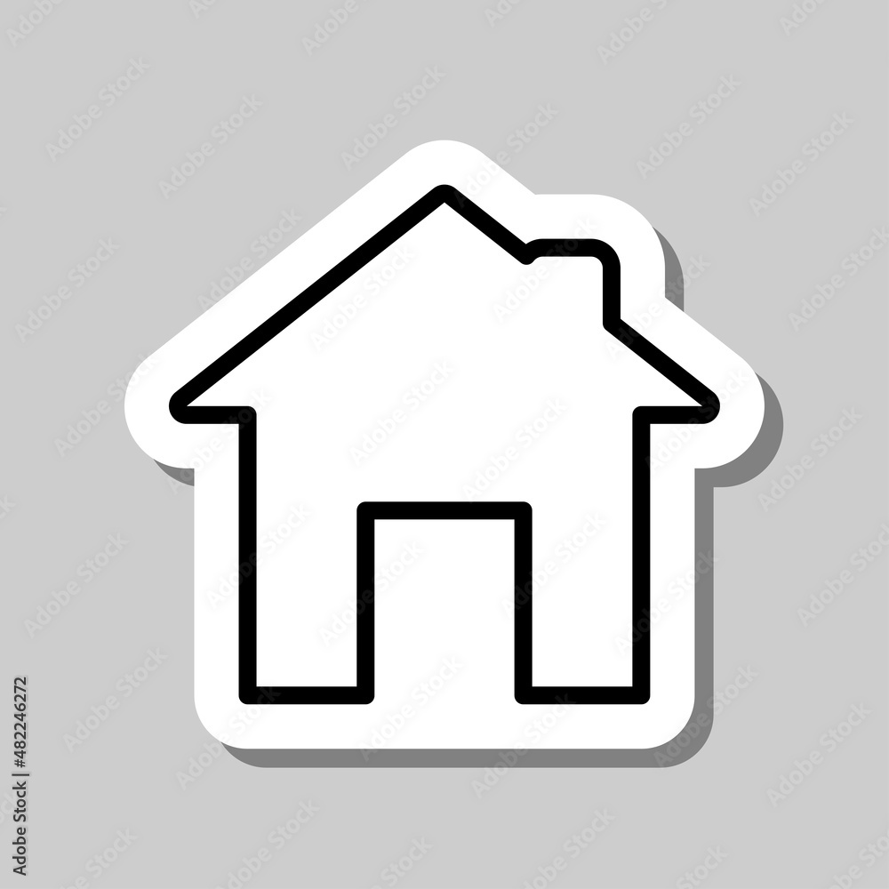 House simple icon vector. Flat desing. Sticker with shadow on gray background.ai House simple icon vector. Flat desing. Sticker with shadow on gray background.ai