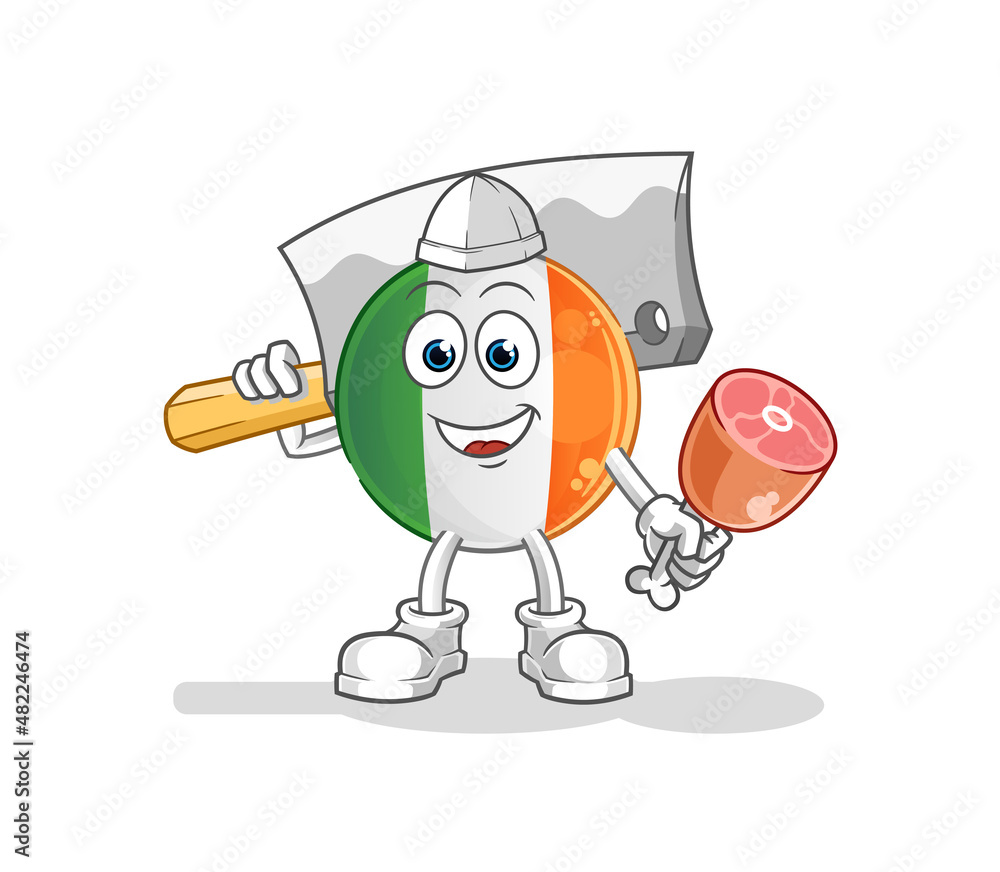 Fototapeta premium irish flag Butcher illustration. character vector