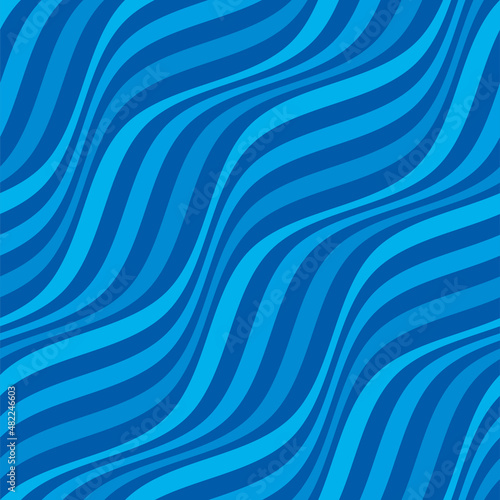 Wavy Lines Seamless Background in Blue Color. Vector Tileable pattern.