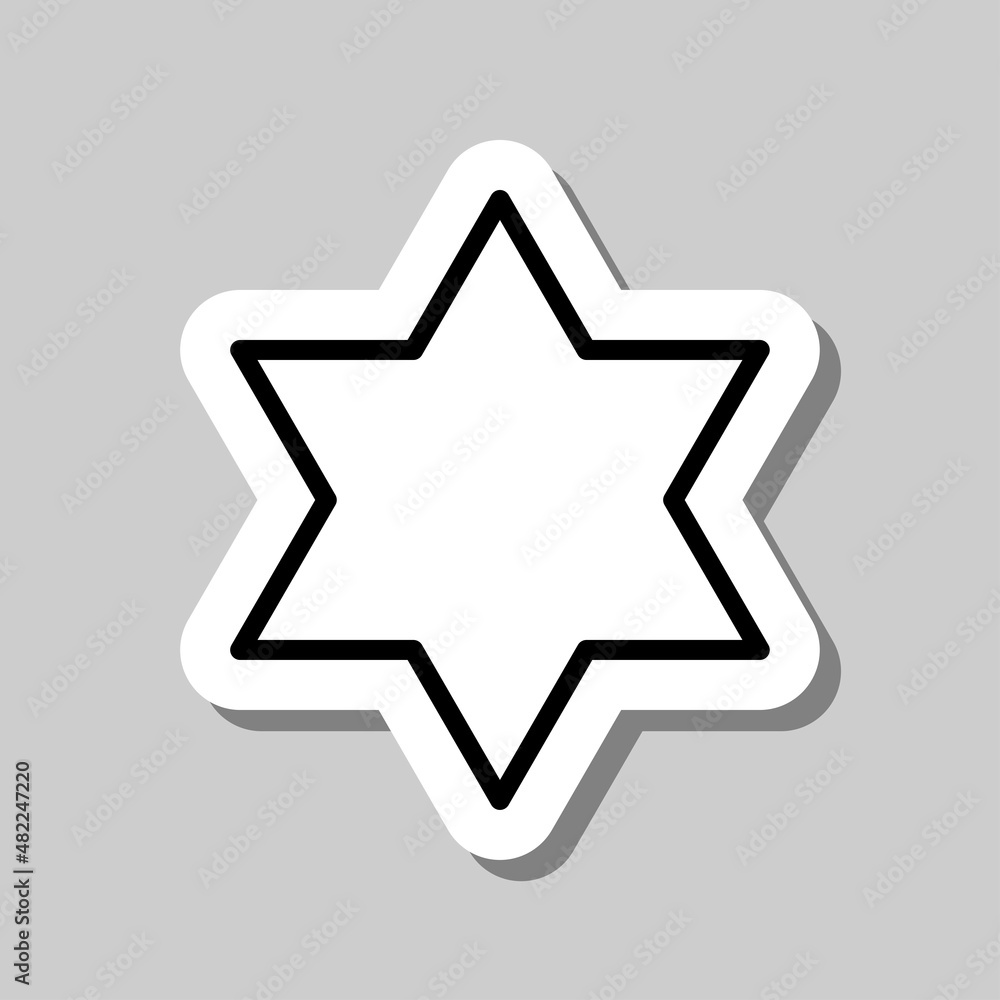 Shield of David simple icon vector. Flat desing. Sticker with shadow on gray background.ai Shield of David simple icon vector. Flat desing. Sticker with shadow on gray background.ai
