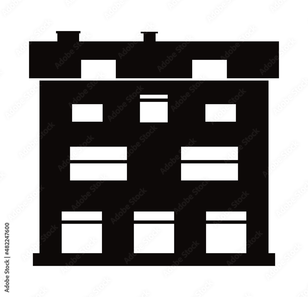 Black silhouette single r construction building for design Black silhouette single r construction building for design