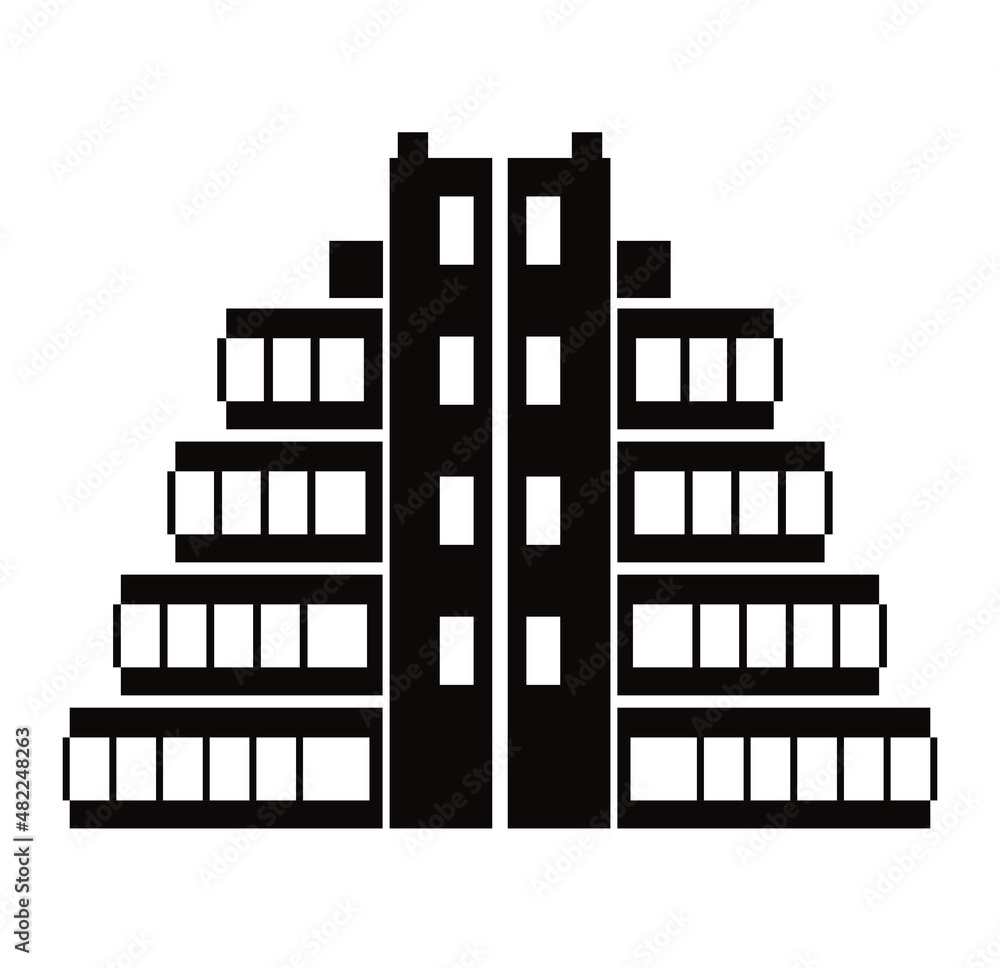Black silhouette single skyscraper construction building for design Black silhouette single skyscraper construction building for design