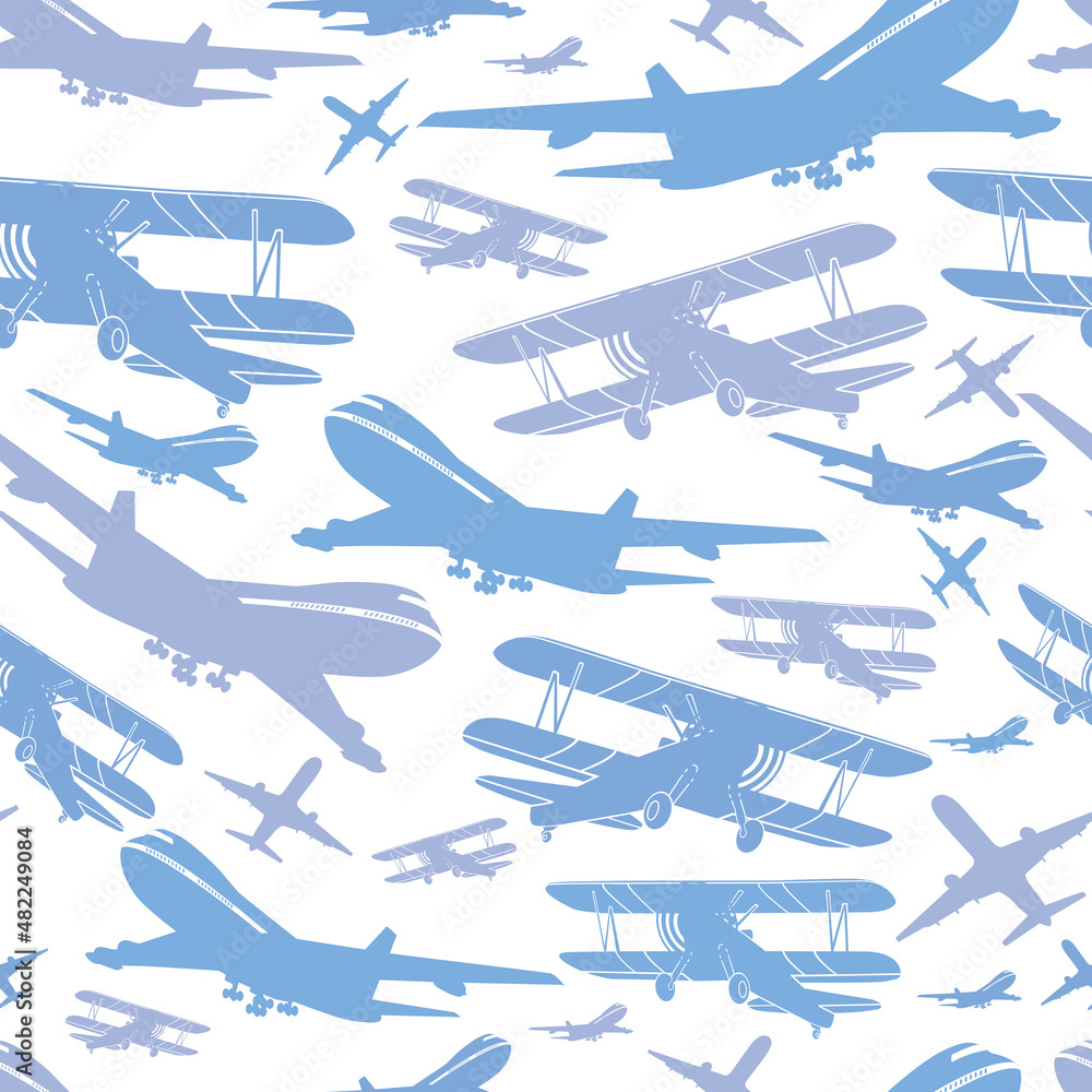 Blue airplane sky plane seamless pattern tiles backdrop Blue airplane sky plane seamless pattern tiles backdrop