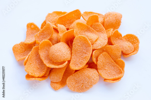 Wallpaper Mural Prawn crackers on white background. Shrimp crispy rice snack Torontodigital.ca