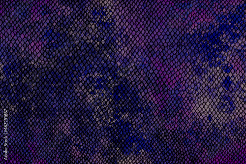 Purple blue snakeskin artwork leather effect decor wallpaper