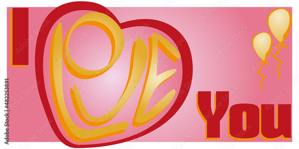 Obraz premium I love you banner for valentines day background template with heart shaped illustration. Vector illustration