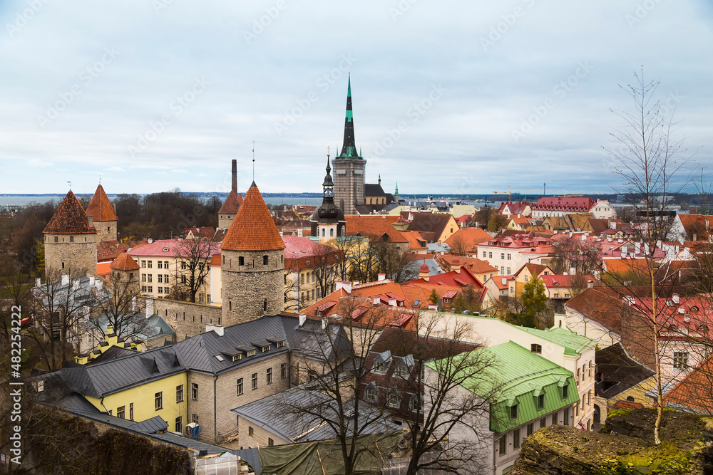 An aerial view of the architecture of Tallinn's Old Town