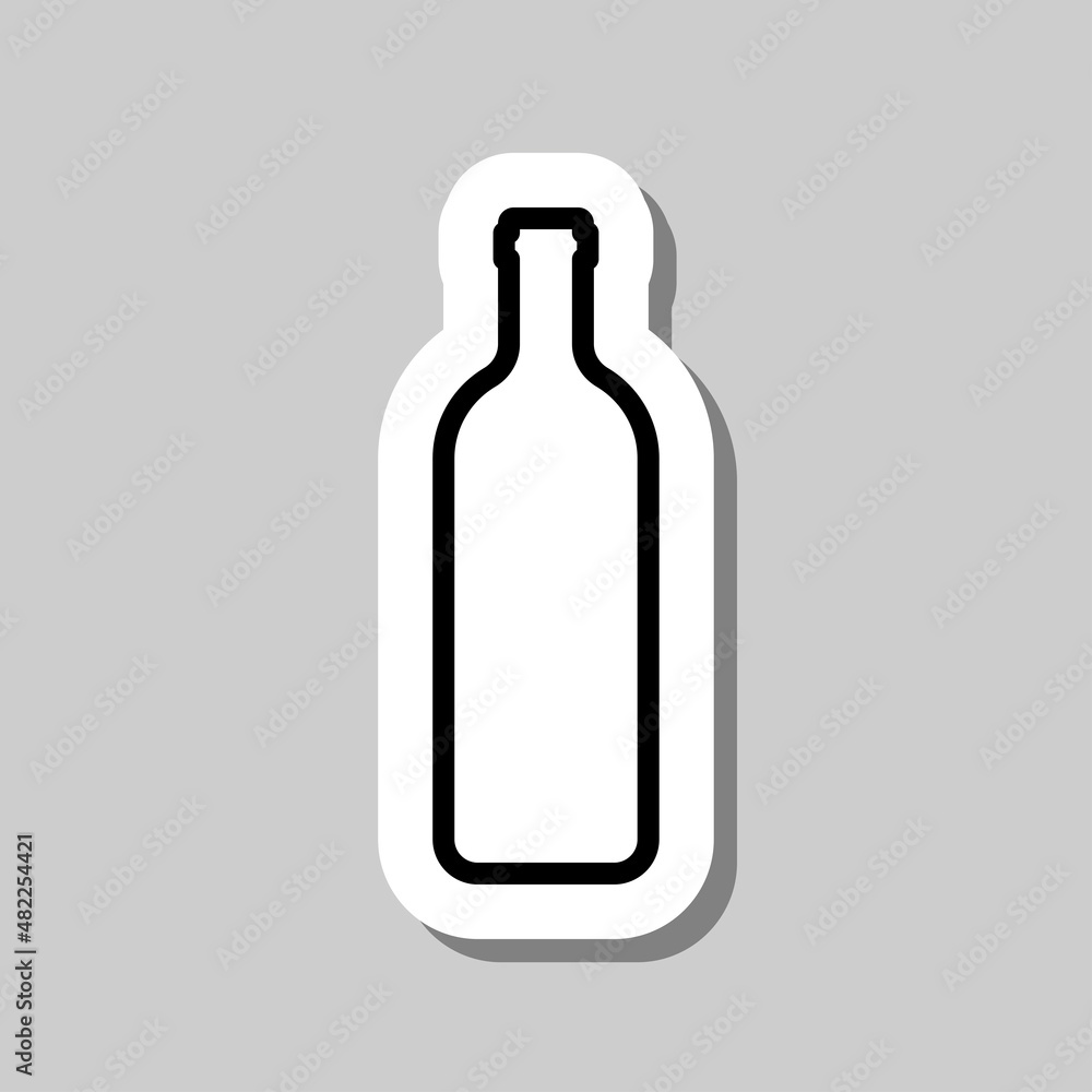 Bottle simple icon vector. Flat desing. Sticker with shadow on gray background.ai Bottle simple icon vector. Flat desing. Sticker with shadow on gray background.ai