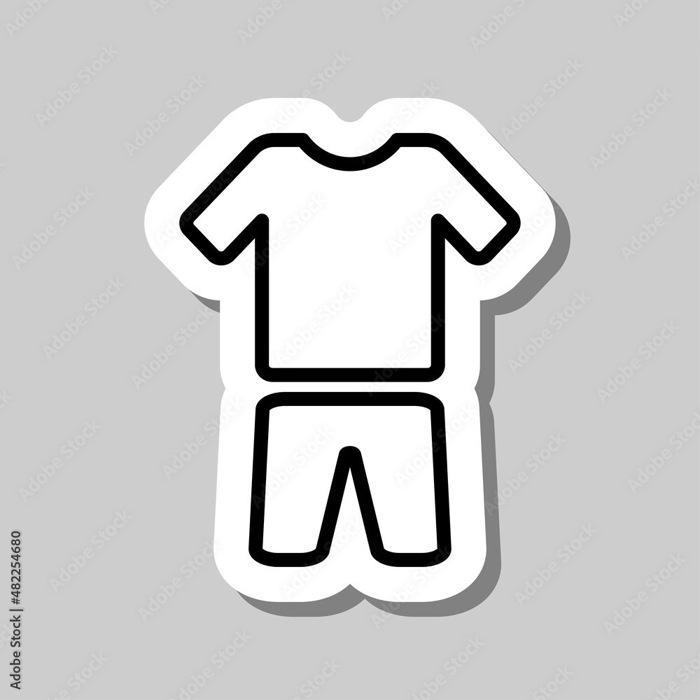 Clothes simple icon, vector. Flat desing. Sticker with shadow on gray background.ai Clothes simple icon, vector. Flat desing. Sticker with shadow on gray background.ai