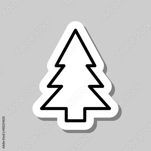 Christmas tree simple icon vector. Flat desing. Sticker with shadow on gray background.ai