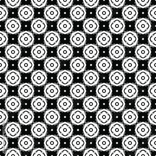 Black and white surface pattern texture. Bw ornamental graphic design. Mosaic ornaments. Pattern template. Vector illustration.