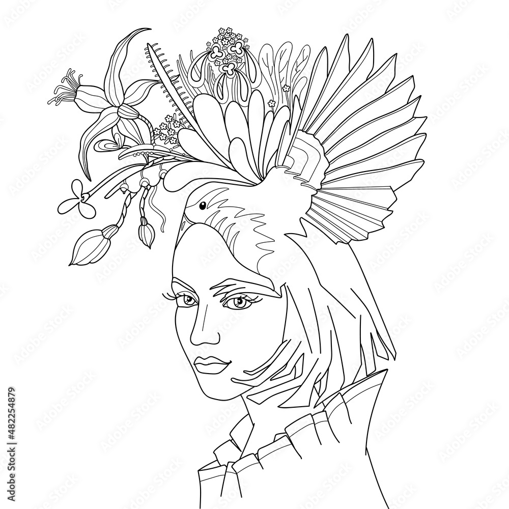 Coloring pages. Coloring Book for adults. Coloring pictures with girl ...