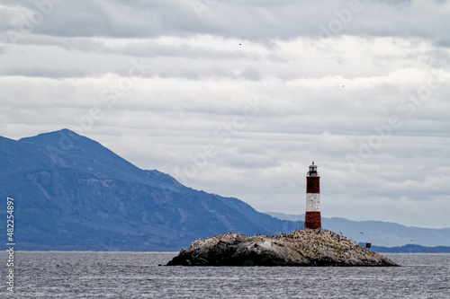 Les Eclaireurs Light House on rocky island on the Beagle Channel - Argentina