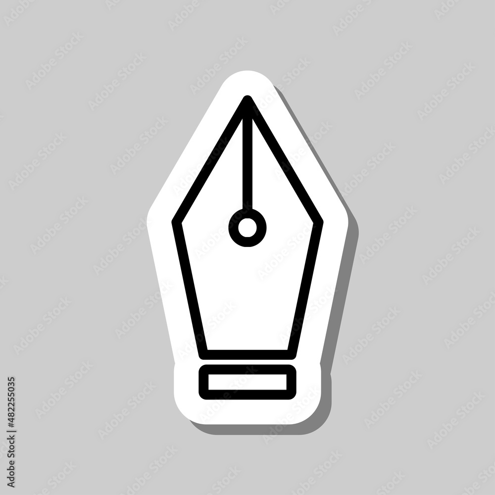Fountain pen simple icon. Flat desing. Sticker with shadow on gray background.ai Fountain pen simple icon. Flat desing. Sticker with shadow on gray background.ai