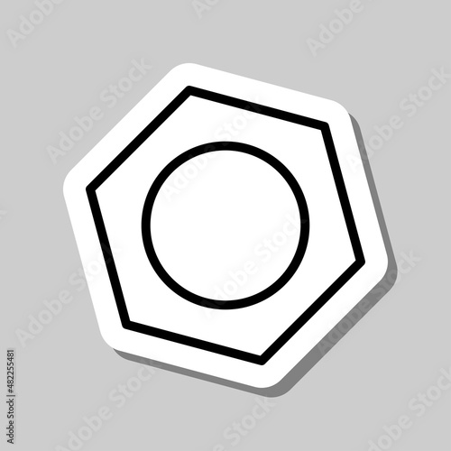 Nut simple icon vector. Flat desing. Sticker with shadow on gray background.ai